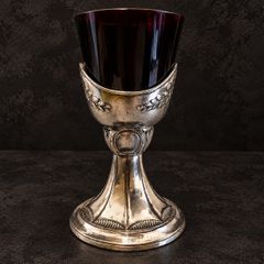 Vintage Ruby Red Glass Goblet / Decorative Holder