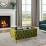 Chester Lux Coffee Table Velvet Rectangle 83x63x45cm with Glass Image 3