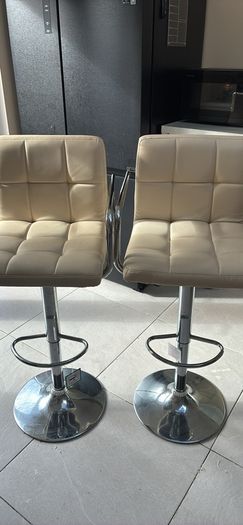 3 x cream adjustable kitchen stool