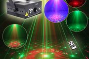 DJ Laser 3 Lens 40 Pattern Club RG Laser BLUE LED Stage Lighting Home Music Party Professional Projector DJ Light Disco