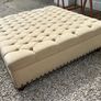 Payton large beige velvet foodstool Image 2