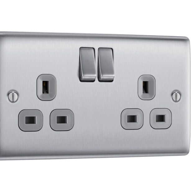 BG Electrical Brushed Steel wall outlets