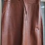 VINTAGE tan genuine leather A-Line skirt with leather tie belt Sz M (Fit 10--12UK) Image 3