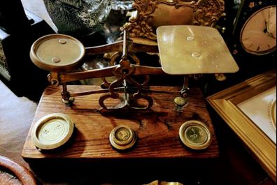 antique brass postal scales