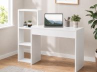 main image for ad White Computer Desk Office Desk with Integrated Storage Shelves 110cm
