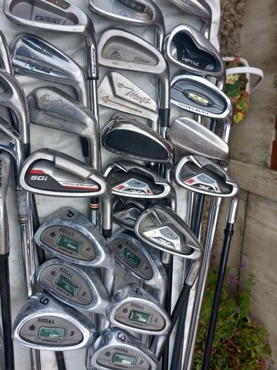 A selection of Golf clubs. Right handed clubs