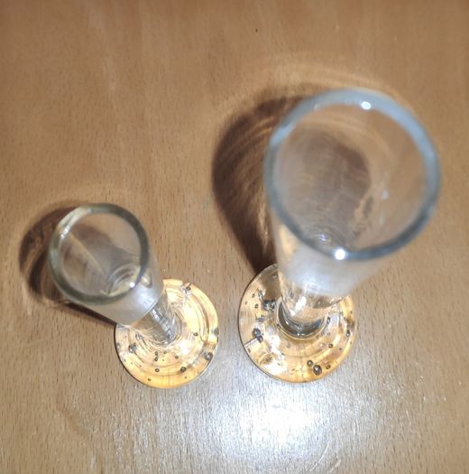 Vintage glass controlled bubbles 2 bud vases