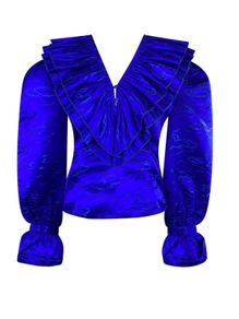 Madelene Simon Studio Blue Jaquard Blouse
