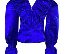 Madelene Simon Studio Blue Jaquard Blouse