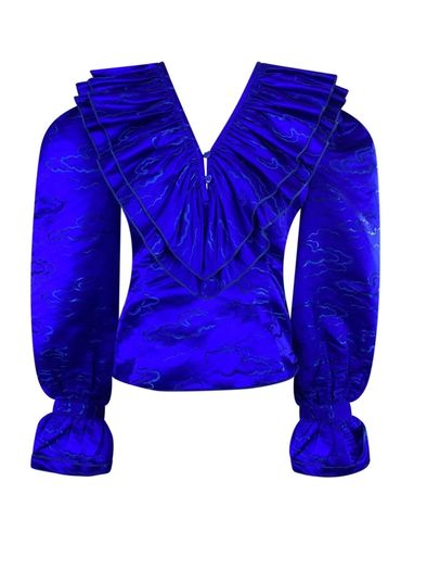 Madelene Simon Studio Blue Jaquard Blouse