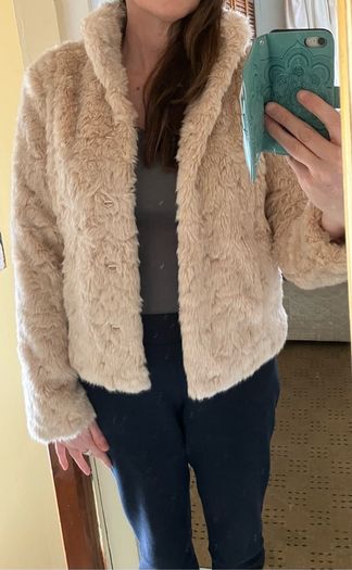 Oasis Fake Fur Jacket in Cream