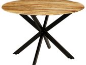 Dining Table Solid Rough Mango Wood and Steel 120x77 cm