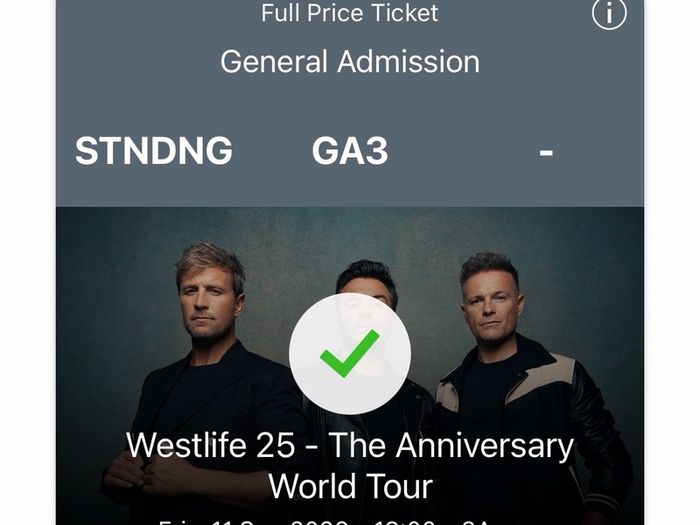 westlife standing tickets x2