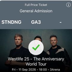 westlife standing tickets x2