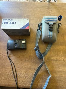 Vintage Olympus AM 100 35mm Film Camera with Original Box and Olympus Case
