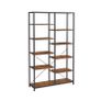 Industrial Bookcase with 10 Shelves Vintage Brown & Black Metal Display Storage Shelf 170cm Image 2