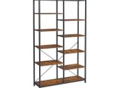 Bookcase with open compartments bookcase with 5 levels, stand shelf, shelf, for living room, bathroom, kitchen, hallway, easy assembly, vintage brown-black