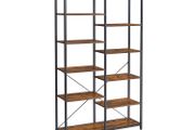 Bookcase with open compartments bookcase with 5 levels, stand shelf, shelf, for living room, bathroom, kitchen, hallway, easy assembly, vintage brown-black