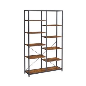 Bookcase with open compartments bookcase with 5 levels, stand shelf, shelf, for living room, bathroom, kitchen, hallway, easy assembly, vintage brown-black