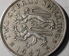 Cyprus 1947 Two Shilling coin