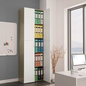 Office Cabinet White and Sonoma Oak 60x32x190 cm Chipboard
