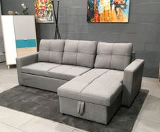 Silver Grey Corner Sofa Bed Storage, 215cm