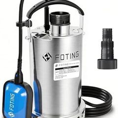 900W Stainless Steel Submersible Water Pump with Float Switch, 13000 L/H Electric Sump Pump for Dirty/Clean Water