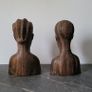Vintage pair of carved african tribal ironwood busts Image 3