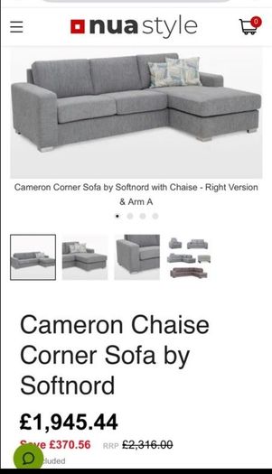 Grey L shaped corner sofa