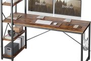 Computer Desk with Storage Shelves Writing Desk with Shelves 160CM Reversible Computer Desk with Bookshelf for Home Office Small Space MULTIPLE COLOURS AVAILABLE (FREE POSTAGE)