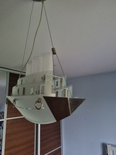 Frosted White Glass With Silver Trim Ship Light Fixture