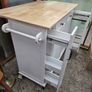 White Kitchen Island Butcher Block Storage Unit Image 2