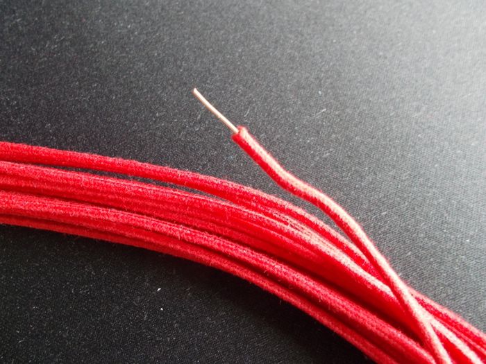 22 AWG cloth covered push-back wire - solid core, Sold per foot