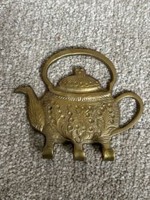 Vintage Brass Teapot Shaped Wall Hanger