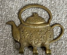 Vintage Brass Teapot Shaped Wall Hanger