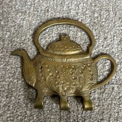 Vintage Brass Teapot Shaped Wall Hanger