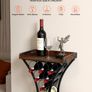 15 Bottle Wine Rack,Iron Freestanding Floor Wine Holder, Mini Bar Stand Liquor Cabinet with Wood Tabletop, For Home Bar,Kitchen,Living Room,Dining Room Image 5