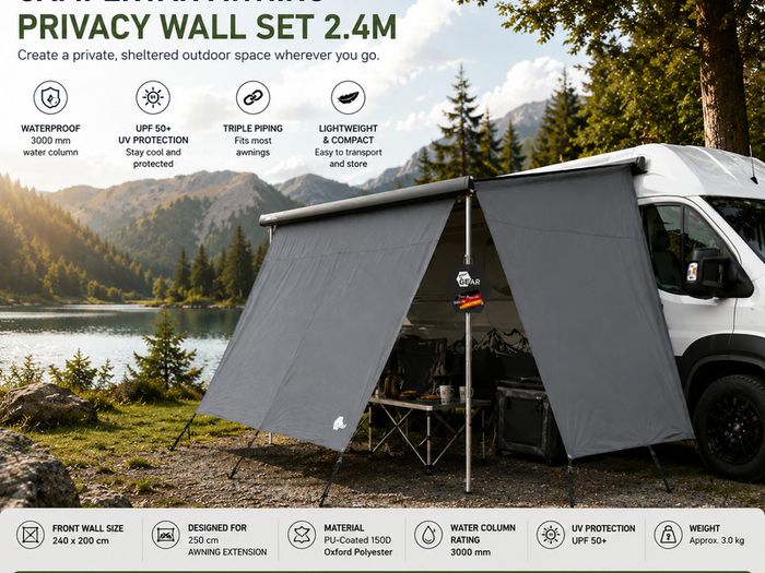 Vehicle Awning Side Wall Set  240 x 200 cm
