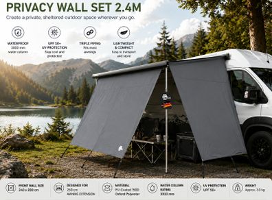 Vehicle Awning Side Wall Set  240 x 200 cm