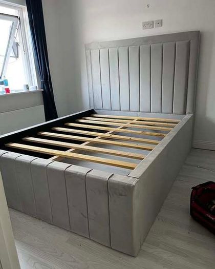 Brand New King Frame Beds Available With Optional Ottoman Storage & Tufted Memory Foam Mattresses