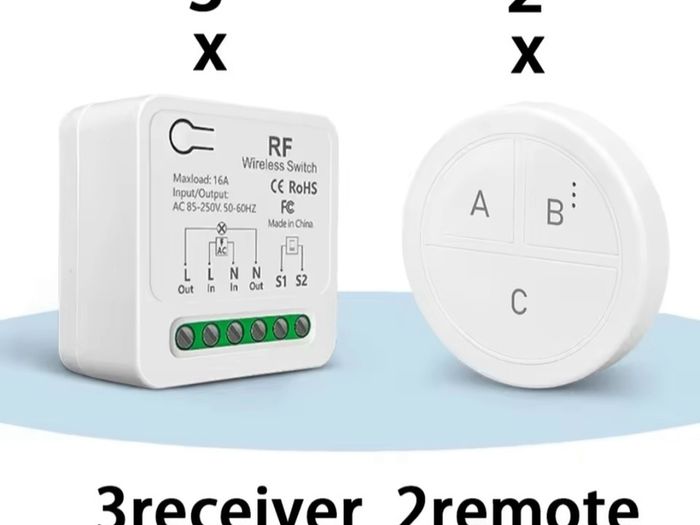 Remote Control Light Switch 220V 110V 16A 2-Way Control Module with Round Button Wall Panel Switch f