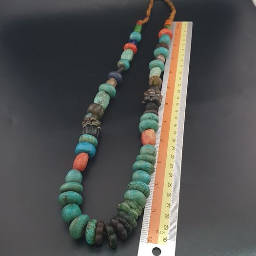 Vintage Turqouise Color Old Resin & Glass Beads Necklace