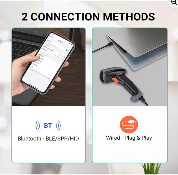 Tera Pro Series Extreme Performance Barcode Scanner 1D Wireless Laser, 2.4G Wireless & Bluetooth Fast & USB Wired & Precise Scanning for Ultra Long Barcodes Plug and Play, L0013B-OG