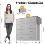 Fabric Chest of Drawers - Canvas Storage Unit with 8 Large Drawers Label Cards, Side Pocket & Hook for Living Room, Hallway, Bedroom Image 6
