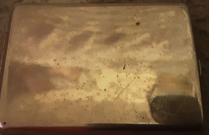 vintage/antique white metal advertising tin