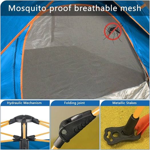 Hydraulic Dome Tent Canopy for Camping Automatic Waterproof Tents 3-4 Person Canopy Easy to Set up and package