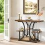 Console Table, 42.5inch Hallway Table Behind Sofa Table with Curved Base, Industrial 4-Tier Narrow Wood Slim Console Table with Storage for Living Room, Entryway, Foyer, Rustic Brown Image 3