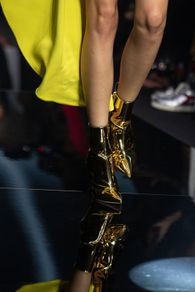 Elisabetta Franchi Spring/Summer 2024 Gold Metallic Ankle Heeled Boots