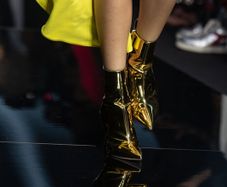Elisabetta Franchi Spring/Summer 2024 Gold Metallic Ankle Heeled Boots