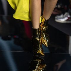Elisabetta Franchi Spring/Summer 2024 Gold Metallic Ankle Heeled Boots